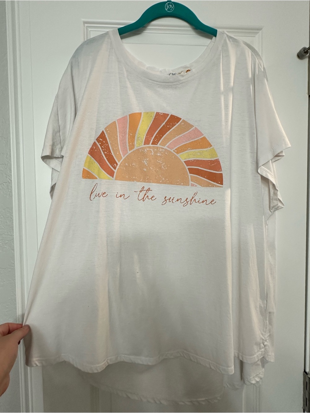 C&C California 2X White Tee with Sunset Graphic (peach, orange, yellow)